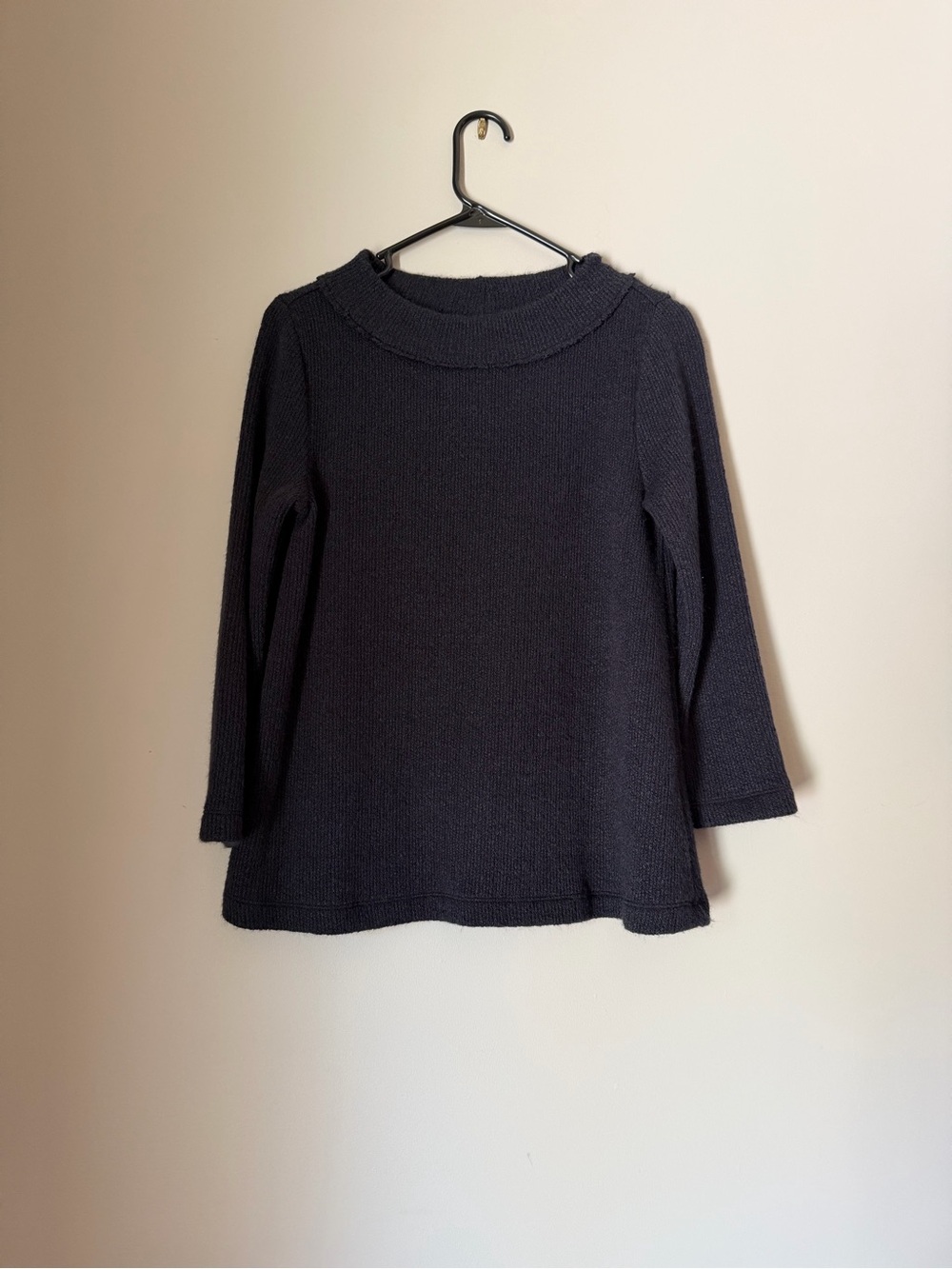 LOFT Black Knit Sweater with Wide Crew Neck